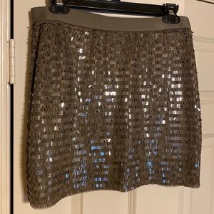 Chelsea & Violet. Sequin mini skirt- taupe/ greenish